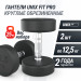 Гантель круглая обрезиненная 12,5 кг UnixFit PRO DBRND12_5PBKx2 2 шт 75_75