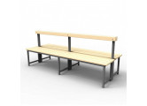 Скамейка для раздевалок со спинкой, двойная (пластик 20 мм) 150x70х80см Gefest SRSD 150/75/80