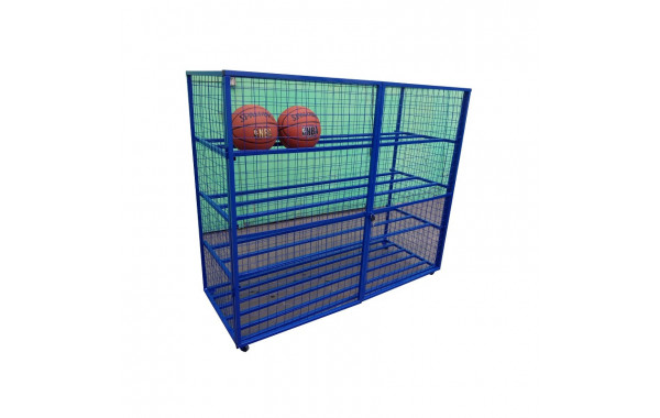 Стеллаж для хранения мячей и инвентаря Spektr Sport передвижной металлический (сетка) цельносварной 600_380