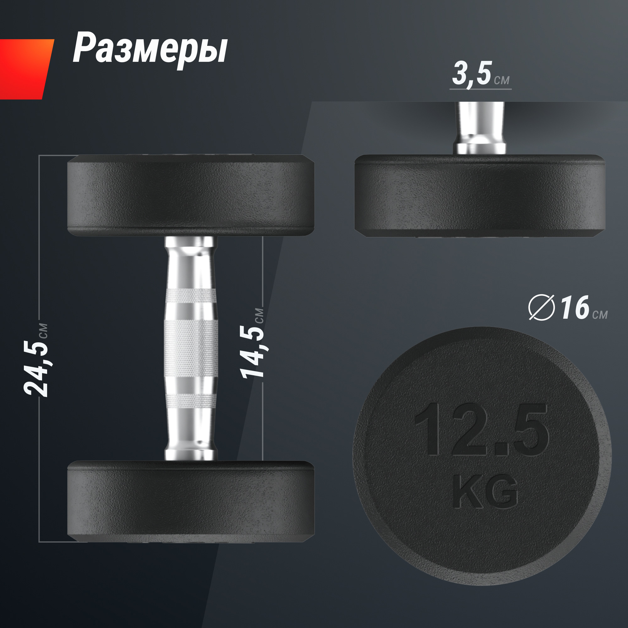 Гантель круглая обрезиненная 12,5 кг UnixFit PRO DBRND12_5PBKx2 2 шт 2000_2000