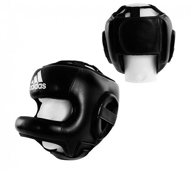 Шлем боксерский с бампером Adidas Pro Full Protection Boxing Headgear adiBHGF01 черный 621_553