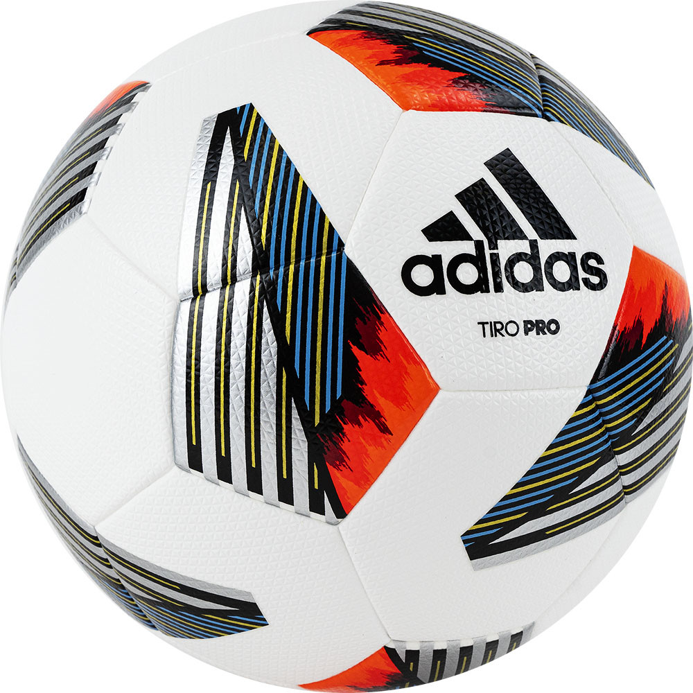 Мяч футбольный Adidas Tiro Pro. FS0373, р.5, FIFA Pro, 32 пан., ПУ, термосшивка, бело-оранжевый 1000_1000