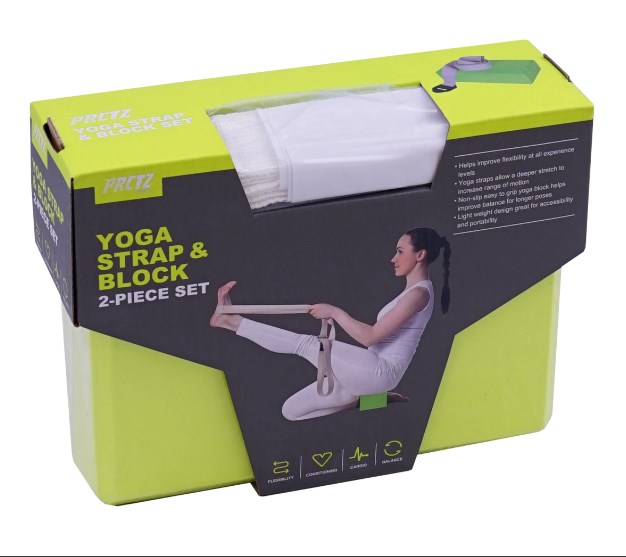Блок для йоги в комплекте с ремнем PRCTZ YOGA STRAP & BLOCK 2-PIECE SET, набор PY6770 626_557