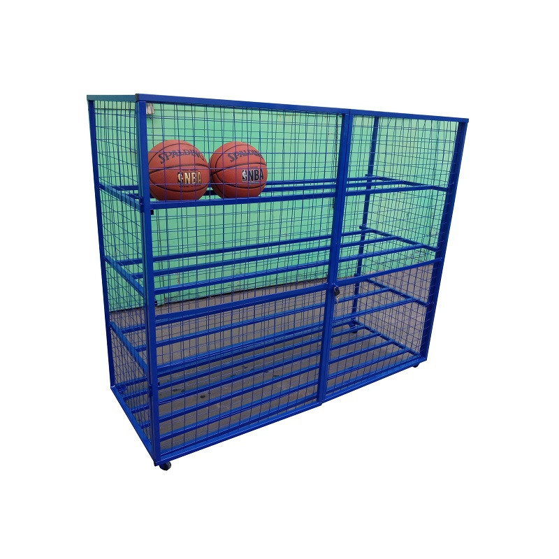 Стеллаж для хранения мячей и инвентаря Spektr Sport передвижной металлический (сетка) цельносварной 800_800