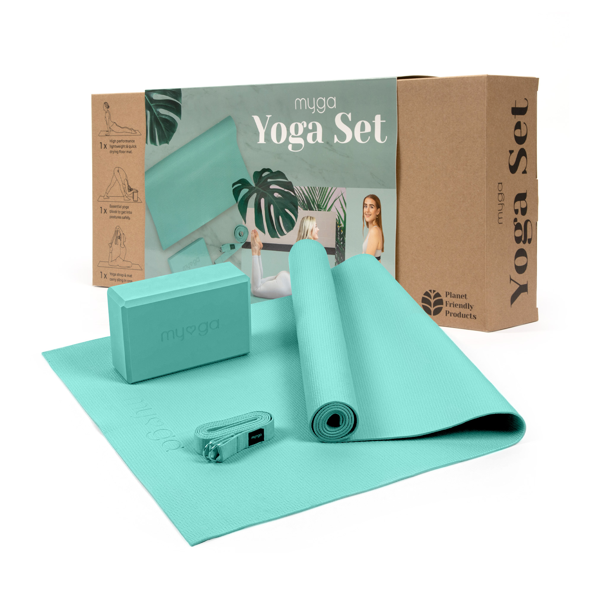 Набор для йоги Myga Yoga Starter Set RY889 бирюзовый 2000_2000