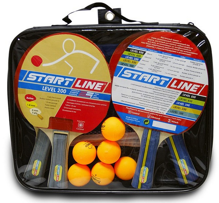 Набор для настольного тенниса Start line Level 200 4 ракетки 6 мячей+сетка 865_800